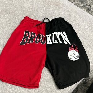 SHEIN Kids Red and Black Basketball Shorts